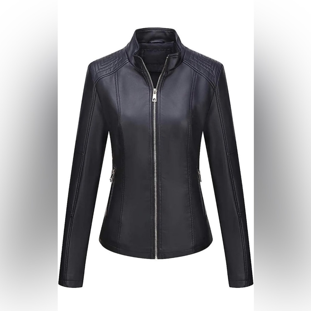 Women Motorcycle Biker  jacket Slim Size L